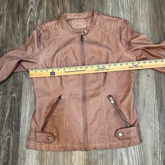Sebby Collection Faux Leather Moto Jacket Women’s‎ Medium Dusty Rose Zip Pockets - Picture 6 of 9